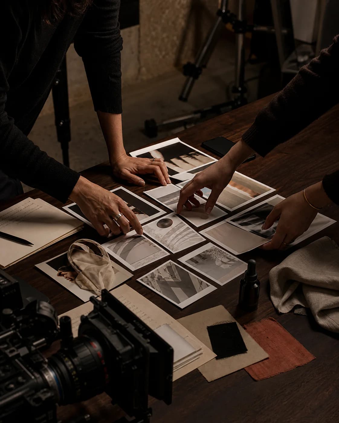Team arranging a visual campaign treatment
